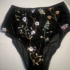 Anthropologie Black Sheer Floral Lingerie
